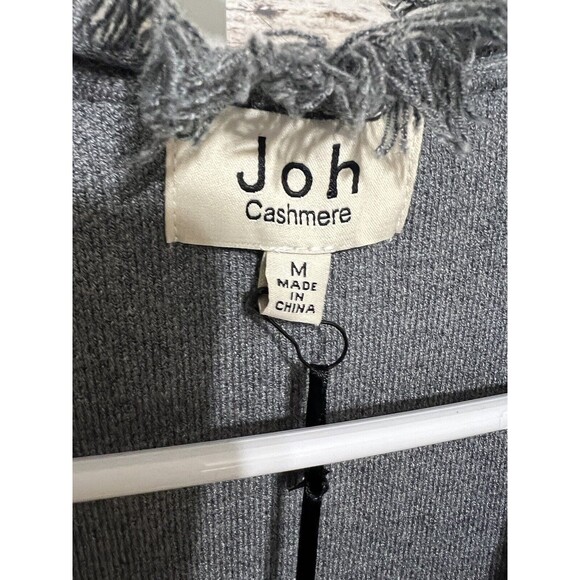 Joh Cashmere Grey Vest Cardigan Sweater With Fringe Trim Warm Medium New - Picture 7 of 10